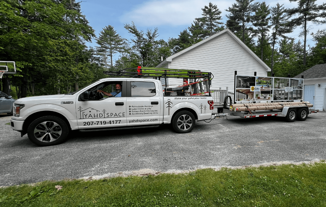 Yahd Space hard at work installing awnings in Southern Maine